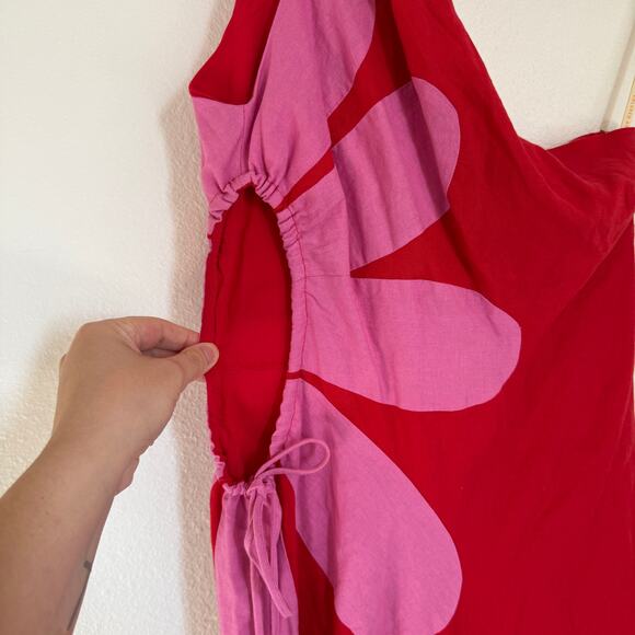 NWT FARM Rio Cutout Flower Midi Dress in Red Small - Picture 6 of 15